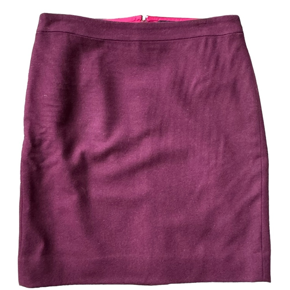 J Crew‎ Womens Purple Wool Bled The Pencil Skirt Size 10